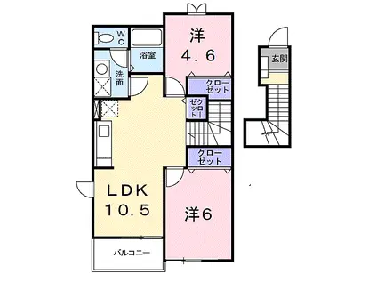 ニューライフセーダII(2LDK/2階)の間取り写真