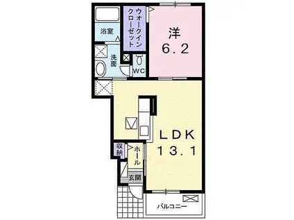 ケルト光 II(1LDK/1階)の間取り写真