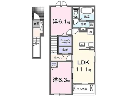 JR阪和線 紀伊駅 徒歩56分 2階建 新築(2LDK/2階)の間取り写真