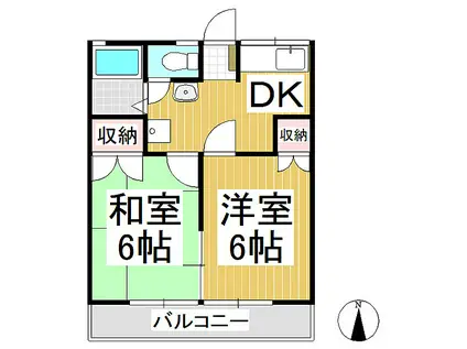 シティハイム宮浦(2DK/1階)の間取り写真
