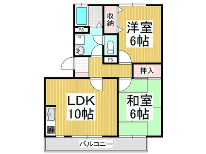 パークタウン桜堂A(2LDK/2階)の間取り写真