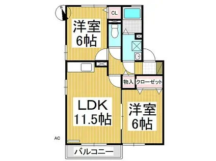 ラルフェ青木島(2LDK/2階)の間取り写真