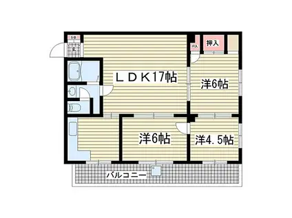 アート熊内(3LDK/2階)の間取り写真