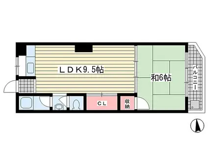 熊内グリーンハイツ(1LDK/4階)の間取り写真