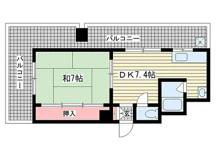 第2七耀マンション(1DK/7階)の間取り写真