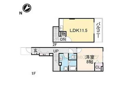 JR東海道・山陽本線 河瀬駅 徒歩4分 3階建 築12年(1LDK/1階)の間取り写真