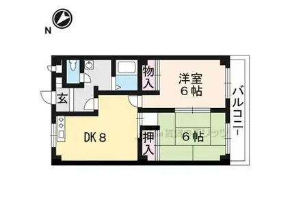京阪石山坂本線 滋賀里駅 徒歩4分 3階建 築34年(2LDK/3階)の間取り写真