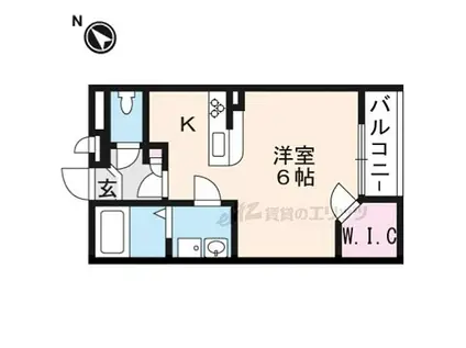 JR湖西線 堅田駅 徒歩5分 2階建 築13年(1K/2階)の間取り写真