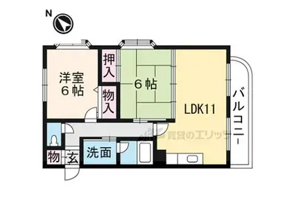 JR東海道・山陽本線 守山駅(滋賀) 徒歩14分 5階建 築24年(2LDK/4階)の間取り写真