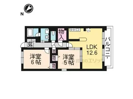 JR東海道・山陽本線 南草津駅 徒歩7分 5階建 築17年(2LDK/1階)の間取り写真