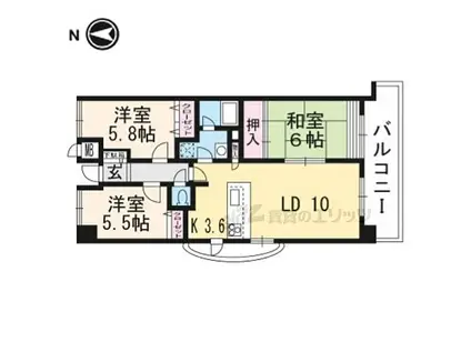 JR東海道・山陽本線 瀬田駅(滋賀) 徒歩22分 7階建 築28年(3LDK/7階)の間取り写真