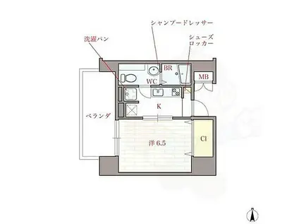 オリエンタル江坂(1K/12階)の間取り写真