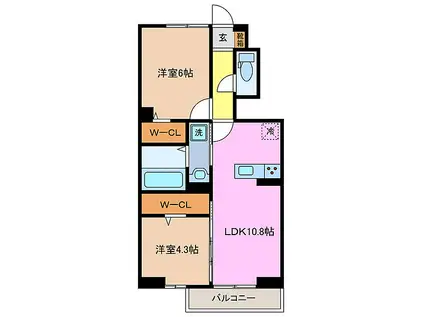 D-ROOM三重県菰野町ハイツ(2LDK/1階)の間取り写真