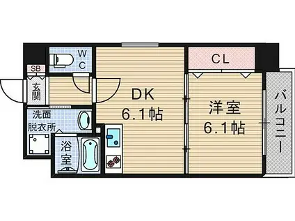 KDXレジデンス難波南(1DK/8階)の間取り写真