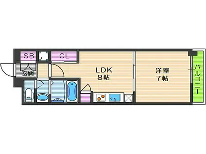 コンソラーレ難波(1LDK/11階)の間取り写真