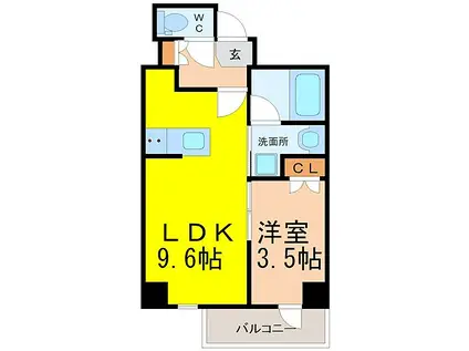 名古屋市営名城線 ナゴヤドーム前矢田駅 徒歩8分 12階建 築8年(1LDK/12階)の間取り写真
