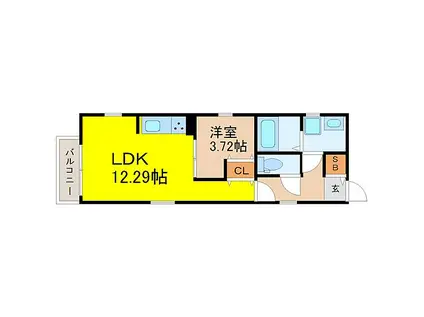 名古屋市営東山線 新栄町駅(愛知) 徒歩7分 3階建 築3年(1LDK/1階)の間取り写真