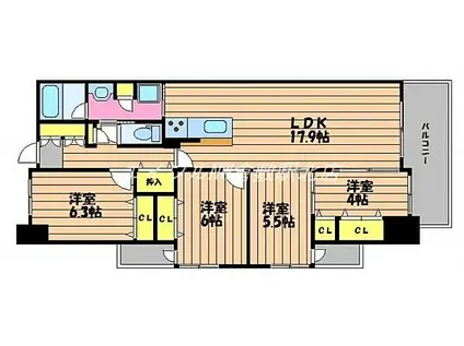 水島臨海鉄道 球場前駅(岡山) 徒歩25分 7階建 築12年(4LDK/3階)の間取り写真