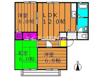 JR吉備線 東総社駅 徒歩11分 2階建 築32年(3LDK/2階)の間取り写真