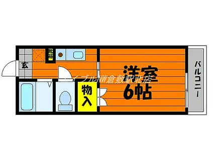水島臨海鉄道 弥生駅 徒歩25分 2階建 築29年(1K/1階)の間取り写真