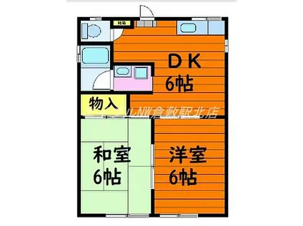 水島臨海鉄道 弥生駅 徒歩23分 2階建 築31年(2DK/1階)の間取り写真