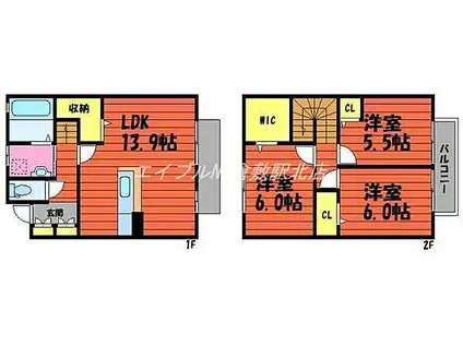 JR山陽本線 倉敷駅 徒歩28分 2階建 築13年(3LDK)の間取り写真