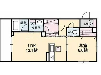 水島臨海鉄道 倉敷市駅 徒歩9分 3階建 築3年(1LDK/1階)の間取り写真