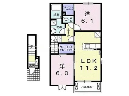 JR伯備線 総社駅 徒歩15分 2階建 築9年(2LDK/2階)の間取り写真