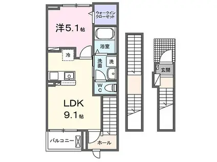 ウィン・パレス(1LDK/3階)の間取り写真