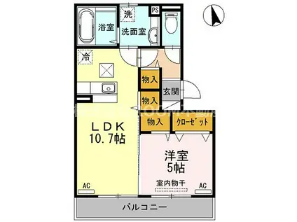 ルナージュA・B(1LDK/1階)の間取り写真