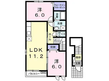 サルヴァトーレ A棟(2LDK/2階)の間取り写真