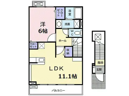 エスペランサ・コート(1LDK/2階)の間取り写真