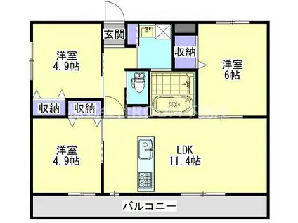 都原グランテラス(3LDK/1階)の間取り写真