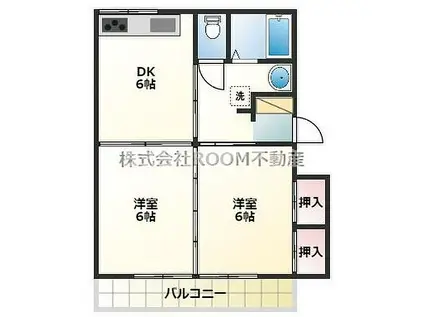 センチュリーハイツ涼 (2DK/1階)の間取り写真