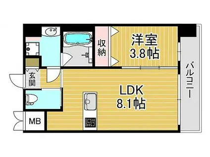 ディームス御幣島(1LDK/3階)の間取り写真