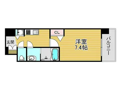 大阪ウエストレジデンス(1K/7階)の間取り写真