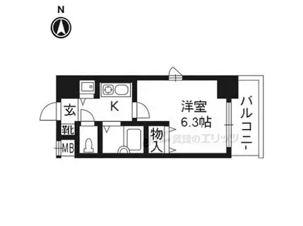 プレサンス京都烏丸御池II(1K/5階)の間取り写真