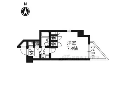 京都地下鉄東西線 二条駅 徒歩5分 11階建 築31年(1K/9階)の間取り写真