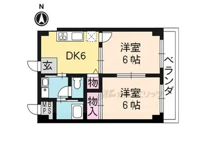 樹庭夢・幹(2DK/2階)の間取り写真
