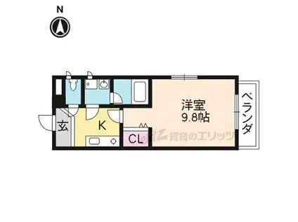 阪急京都本線 西院駅(阪急) 徒歩2分 5階建 築12年(1K/2階)の間取り写真