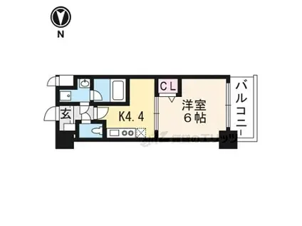 阪急京都本線 西院駅(阪急) 徒歩7分 7階建 築6年(1K/3階)の間取り写真