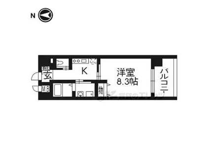エイペックス京都東山三条(1K/5階)の間取り写真