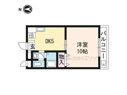 京都地下鉄東西線 御陵駅 徒歩8分 3階建 築26年(1DK/2階)の間取り写真