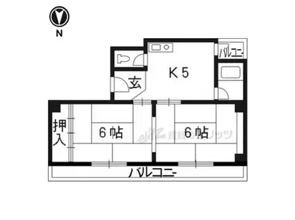 第23長栄京米ビルマンション(2K/3階)の間取り写真
