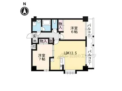 阪急京都本線 西院駅(阪急) 徒歩14分 11階建 築20年(2LDK/10階)の間取り写真