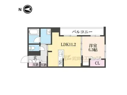 JR東海道・山陽本線 西大路駅 徒歩12分 3階建 新築(1LDK/2階)の間取り写真