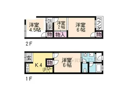 阪急京都本線 西院駅(阪急) 徒歩10分 2階建 築46年(4DK)の間取り写真