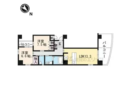 京阪京津線 上栄町駅 徒歩3分 10階建 築17年(2LDK/9階)の間取り写真