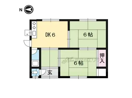 JR東海道・山陽本線 瀬田駅(滋賀) 徒歩8分 1階建 築54年(2DK)の間取り写真