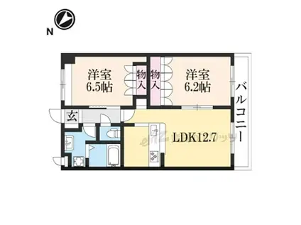 近江鉄道近江本線 高宮駅(滋賀) 徒歩6分 3階建 築12年(2LDK/2階)の間取り写真